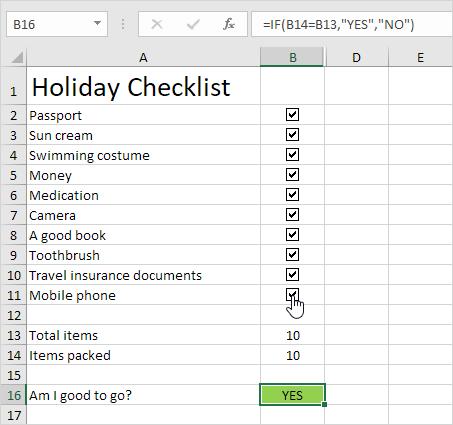 Cách tạo Checkbox trong Excel